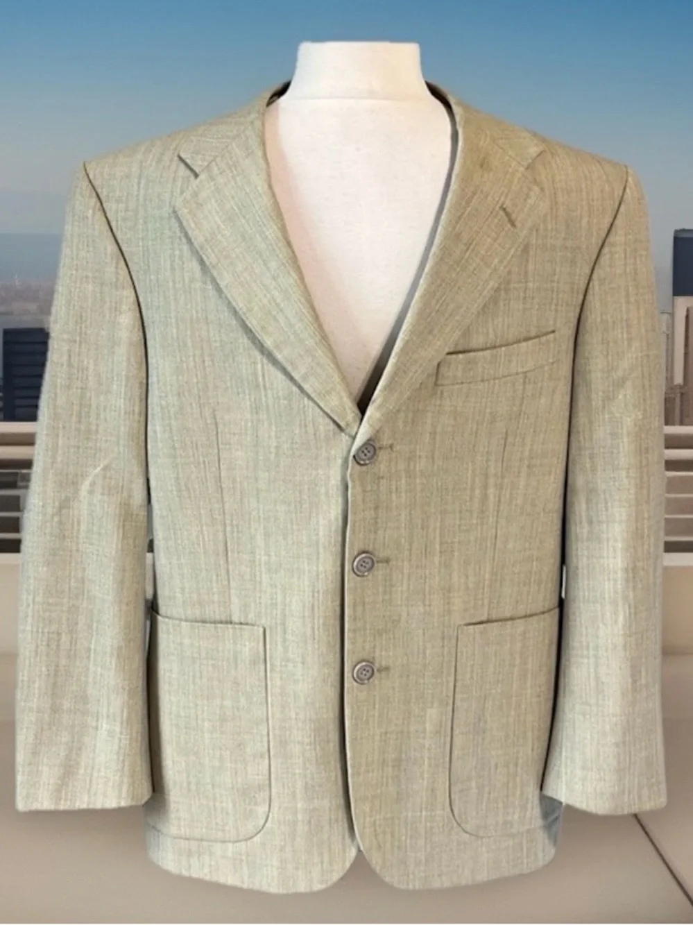 Mens Sports Jacket Suit Coat Blazer Size 38S Beige Cezar Del Prado